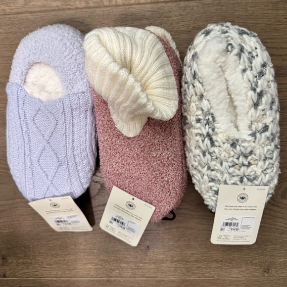 Northeast Outfitters Shoes - Women's Knit Slipper Trio - Lavender, Rose, Cream